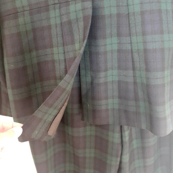 Ladies Talbots 2-Piece Wool Pant Suit Plaid Green & Black Size 4 Tailored Look - Picture 8 of 15